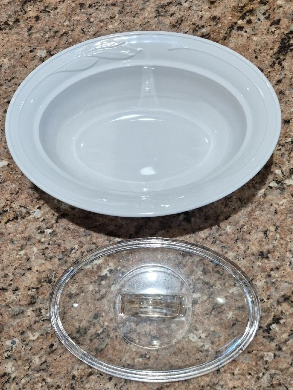 Corningware Elegant Floral Bowl White Covered Casserole with Clear Lid